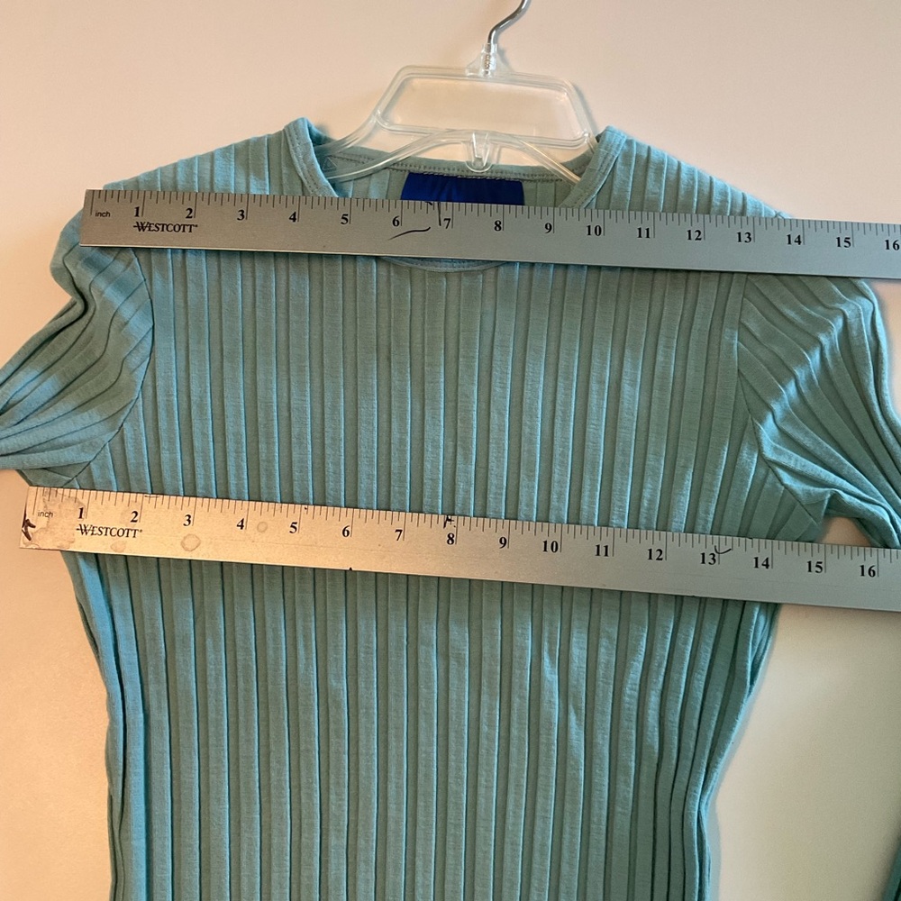 Simon Miller Long Ribbed Stretch Dress, Blue, Long Sleeve, Crew Neck, Sz XS - Picture 14 of 16